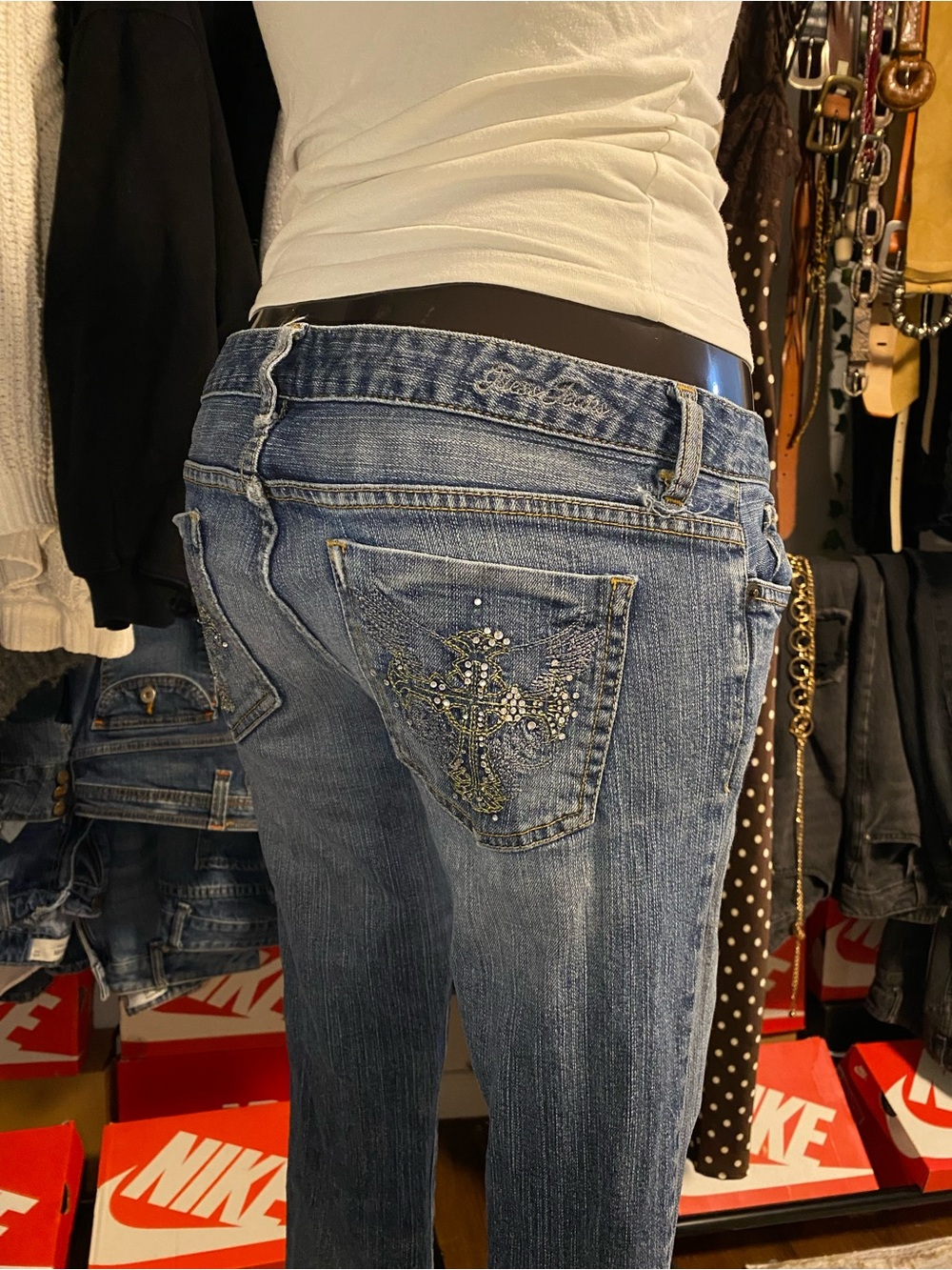 Y2K Guess Low rise Jeans with Cross Detail on Back Pockets